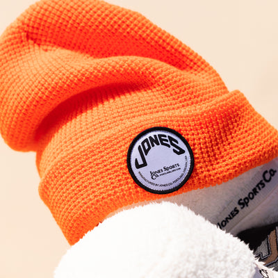 Circle Patch Knit Beanie - Blaze Orange